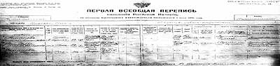 Фрагмент переписного листа, заполненного императором Николаем II во время первой всеобщей переписи 1897 года