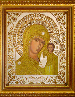 Казанская икона Божией Матери. Вышивка
