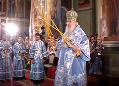 Патриаршая служба в Благовещенском соборе Казанского кремля. 21 июля 2005 г. Фото Нонны Покровской