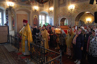 Праздничную литургию служил настоятель храма Иоанна Богослова в Больших Ключах иерей Константин Исаков
